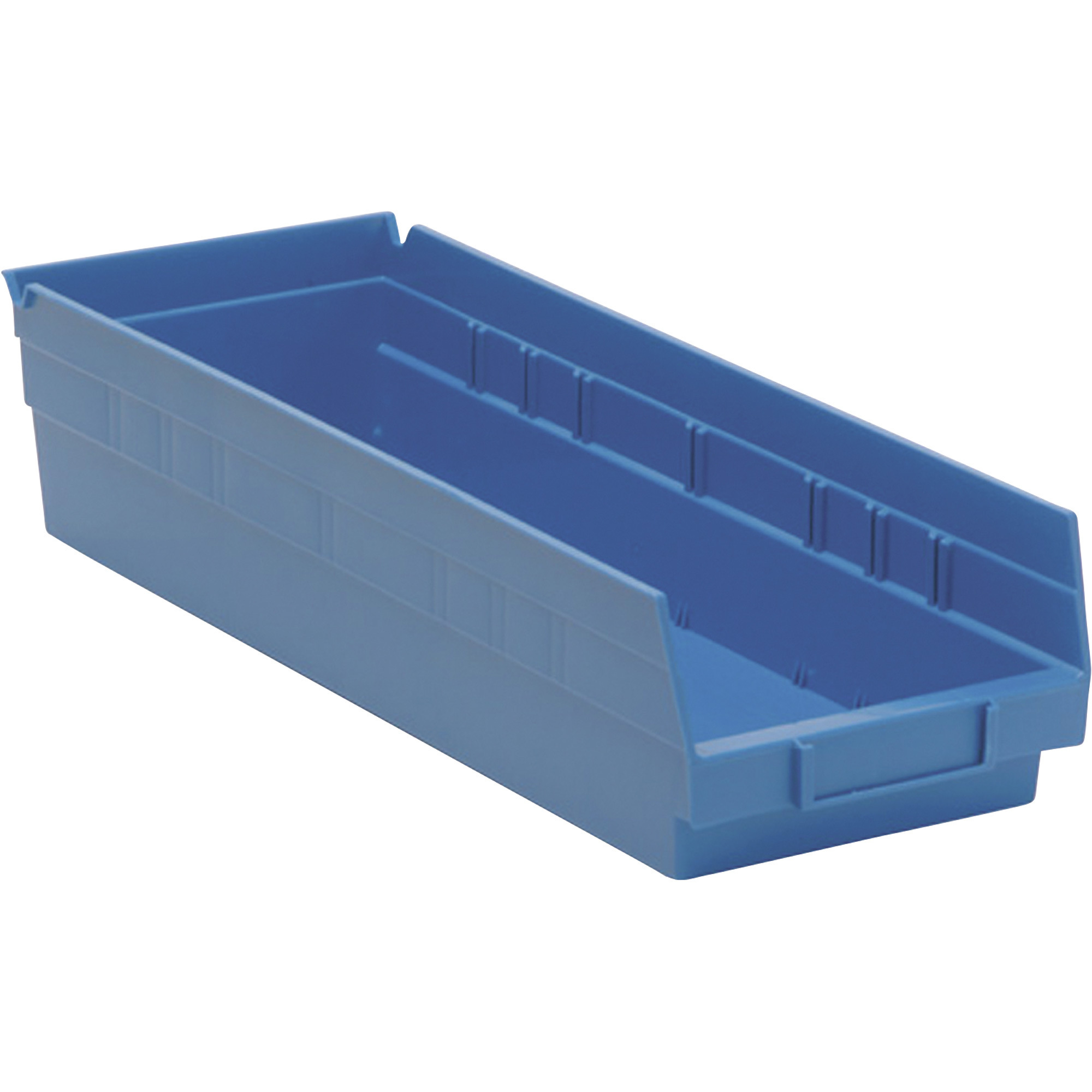 Quantum Storage Economy Shelf Bins, 17 7/8in. x 6 5/8in. x 4in. Size, Blue, Carton of 20, Model# QSB104BLCS